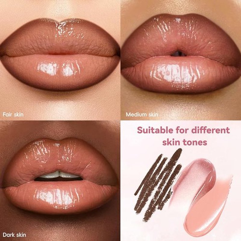 Noerrors 3 in 1 Nude Peach Lip Kit - Hydrating Lip Gloss, Matte Velvet Lip Glaze & Creamy Liner Set