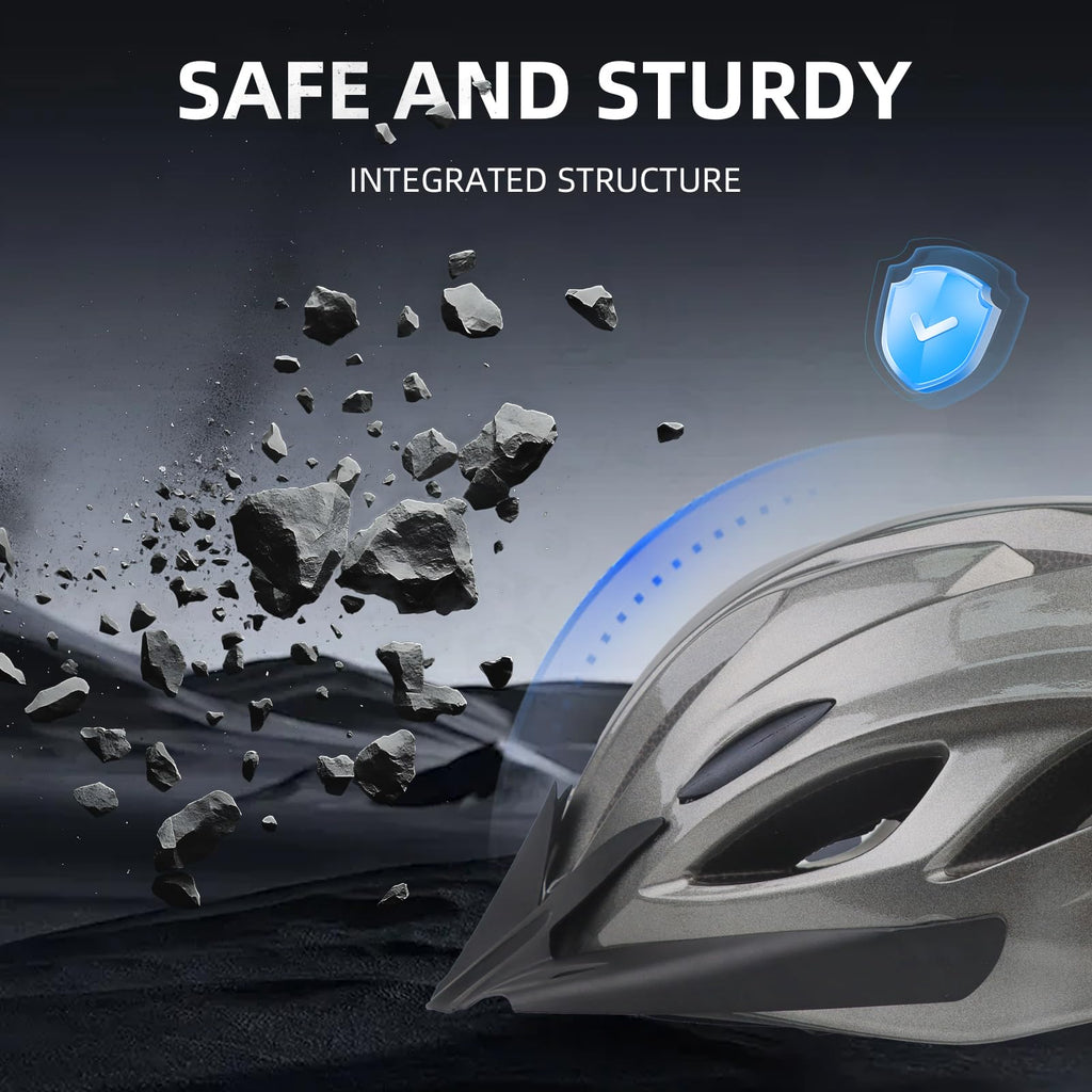Adult Cycling Bike Helmet, Lightweight and Adjustable with Pads&Visor for Men and Women,Premium Quality Airflow Unisex Bicycle Helmet,Suggested Fit 58-61 cm (Titanium)