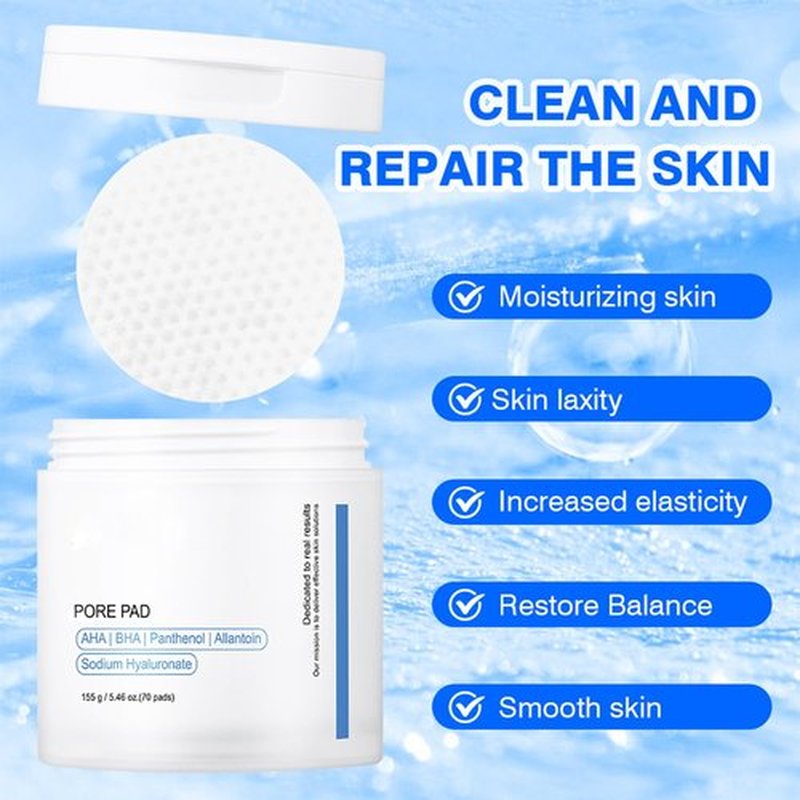 Skiennix Pore Texture Pads - Deep Cleansing & Pore Refining | 70 Count, AHA & BHA for Oily Skin