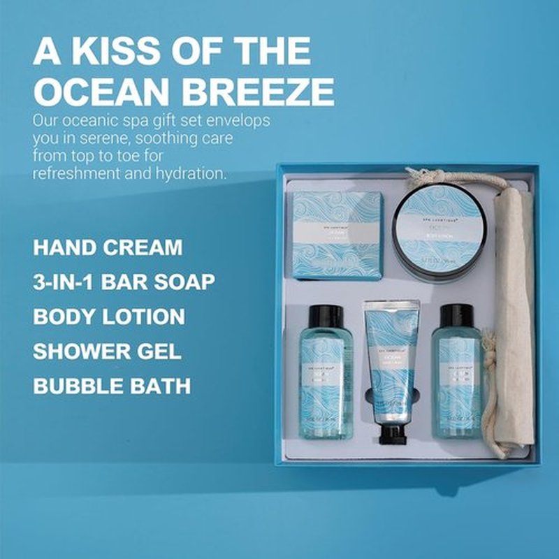 Spa Luxetique Ocean Spa Gift Set for Women - Indulging Body Lotion, Shower Gel & Bubble Bath