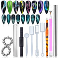 MOLILON 29 Pieces Cat Eye Magnet for Nails Cat Eye Gel Nail Polish Magnet Round Magnet Beads 3d Cat Eye Nail Magnetic Nail Polish Tool Cat Eye Magnet Stick for Nail Art Accessories