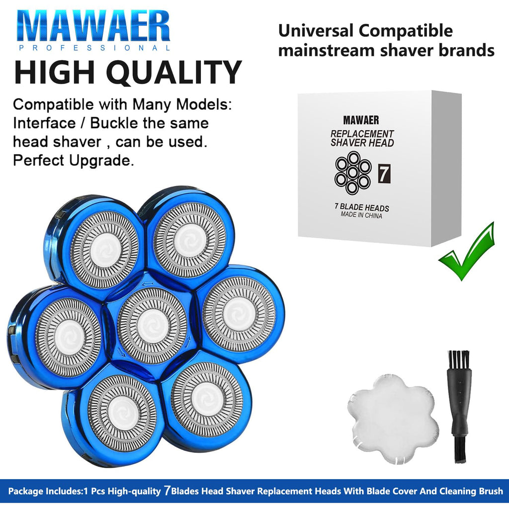 Universal 7 Blades Shaver Replacement Blades Compatible with Most Mainstream Brands Head Shaver Electric Shaver Replacement Head (7 Blue)