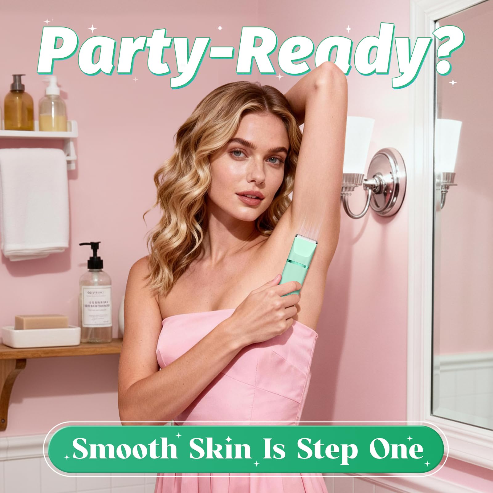 Bikini Trimmer for Women, IPX7 Waterproof, Painless Rechargeable Electric Razor Remover, 2-in-1 Facial & Pubic Hair Removal for Sensitive Skin, Portable Travel Size, Women’s Gift, Green
