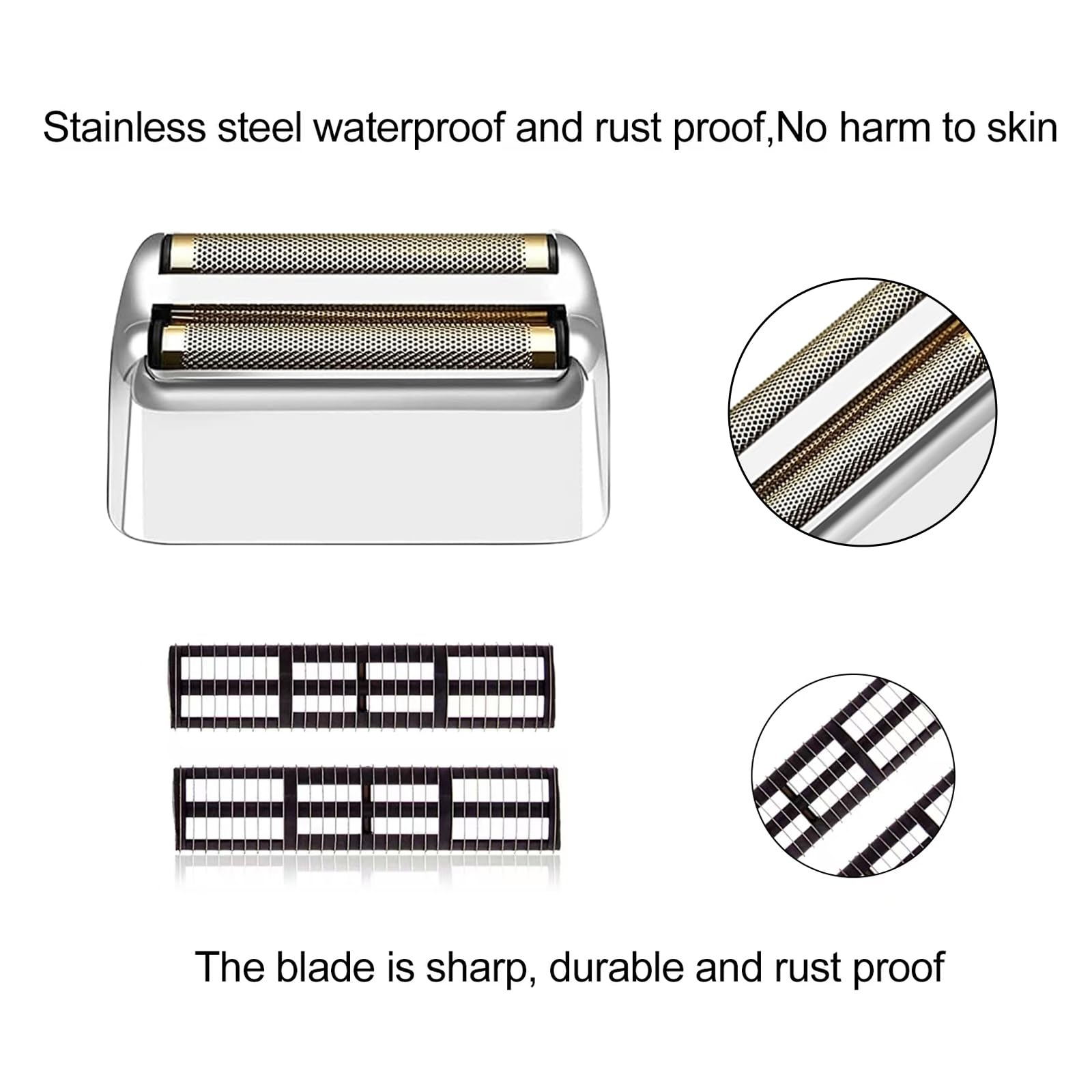 3 pack Professional Replacement Foil and Cutters for BaBylissPRO Barberology Double Foil Shaver, Compatible with BaBylissPRO Barberology FXFS2 Shaver，silver