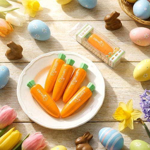 Skiennix Carrot Lip Balm - Moisturizing & Nourishing Easter Gift Set | 6 Pcs for Women & Adults