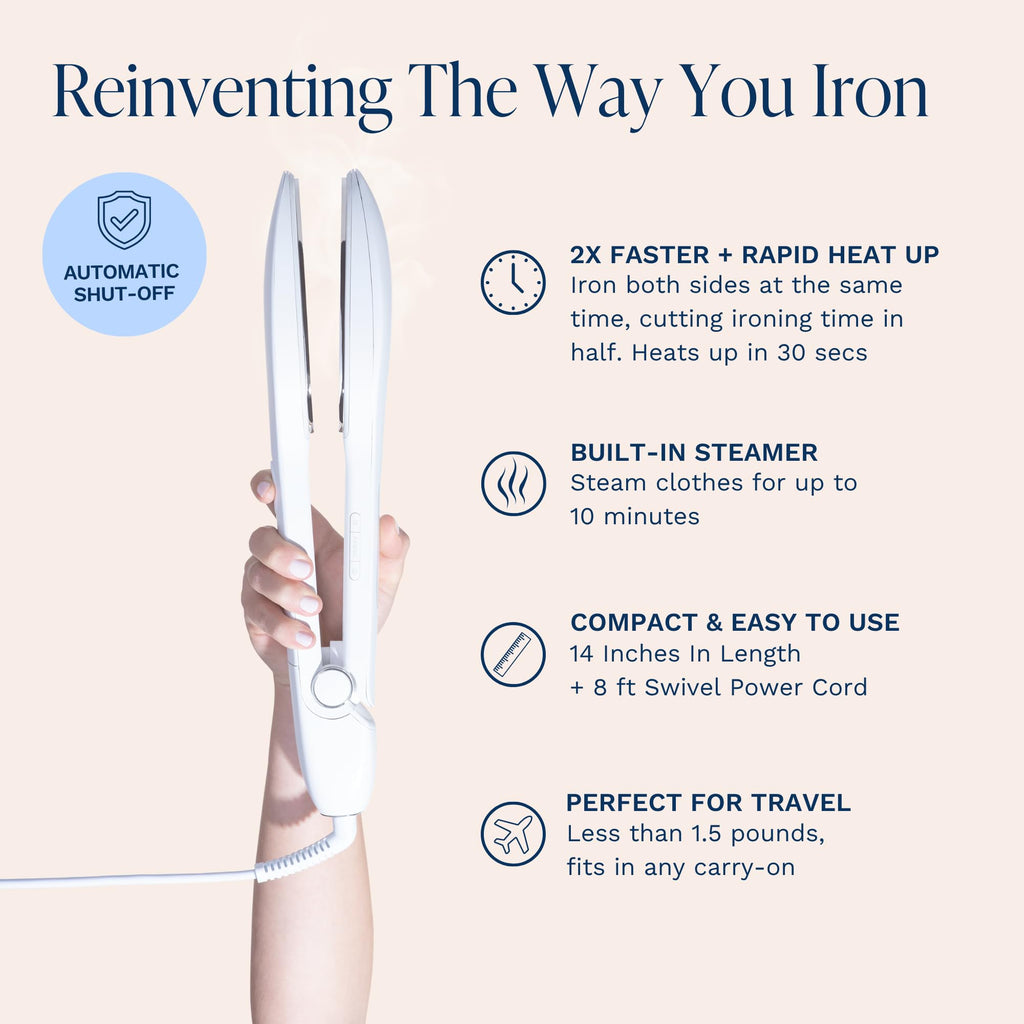 Nori Press Travel Steam Iron - Handheld Iron with 6 Fabric Settings - White