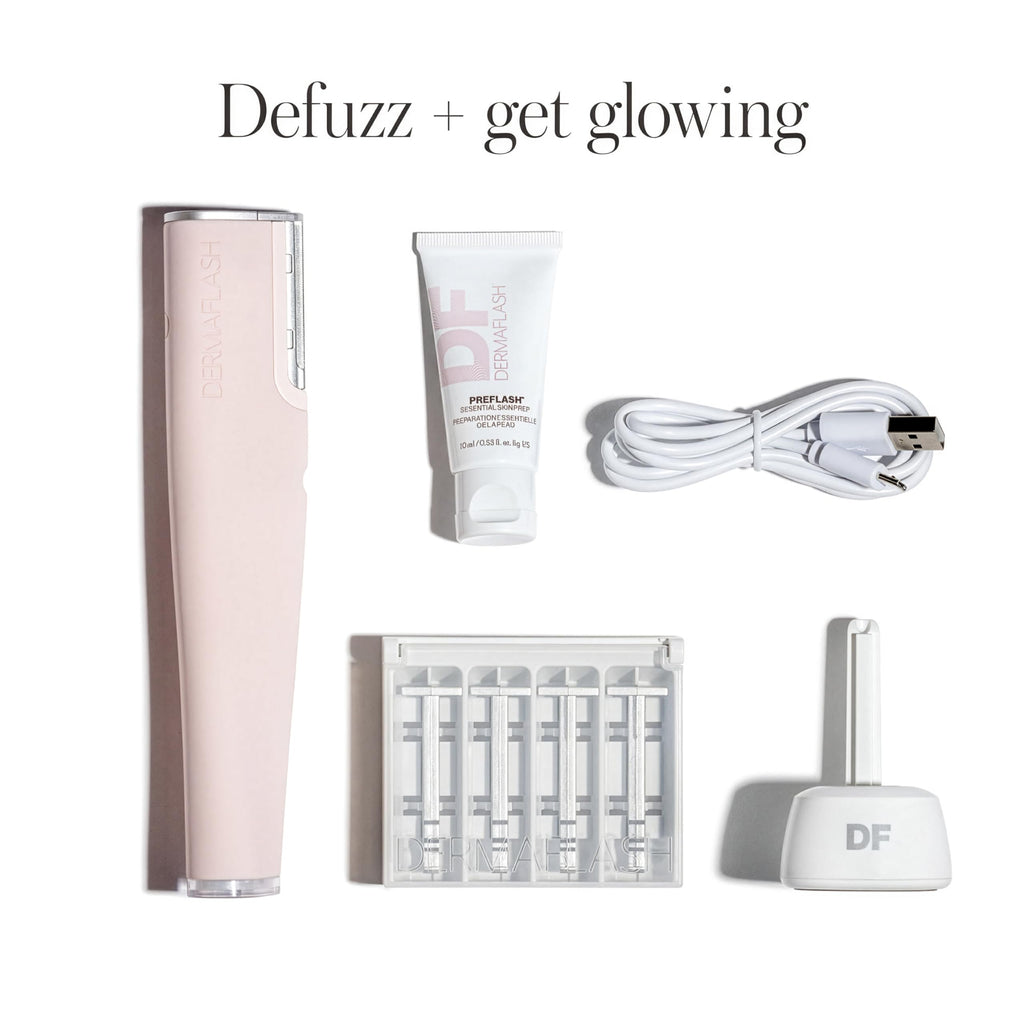 DERMAFLASH LUXE+ Sonic Dermaplaning Tool for Face Peach Fuzz Removal, Anti-Aging and Exfoliation