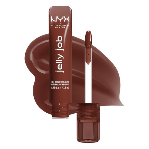 NYX PROFESSIONAL MAKEUP Jelly Job Lip Gloss - Full-Bodied, Smoothing Shine in Jellybean (Chocolate Brown)