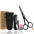 Professional Mustache Scissors 5 Inch, Razor Edged and Serrated, Beard Comb, Mustache Comb, Pouch -Beard Trimming Scissors for All Facial Hair– Grooming Scissors
