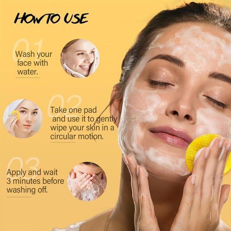 Turmeric Kojic Acid Cleansing Pads for Face 60 Pcs Turmeric Face Scrub for Dark Spots Vitamin C Exfoliating Pads Even Out Skin Tone with Exfoliating Cotton Rounds