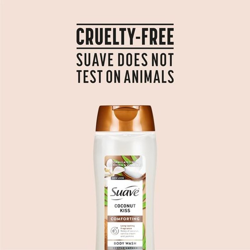 Suave Moisturizing Body Wash Women, Coconut Kiss with Vitamin E and Aloe Extracts, No Parabens, No Phthalates, 18 Oz (Pack of 6)