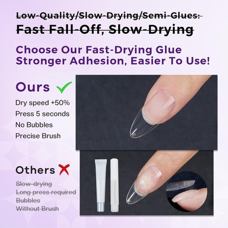 Glamonade Super Strong Nail Glue: Glue for Press Ons & Acrylic Nails & Fake Nail Tips - 10ml Professional Easy Long-Lasting Mess-Free Application Adhesive