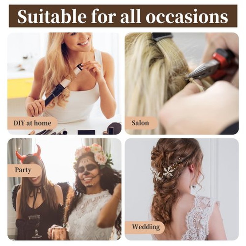 Fedmut 2500 PCS Extension Beads, Hair Extension Micro Beads, 5 Rolls Sewing Threads, 5 Metal Hair Clips, Hair Extension Kit for Hair Extensions Hand Sewing Wig DIY Craft