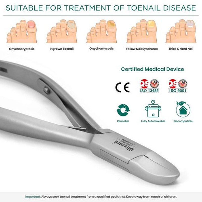 Diabetic Nail Clippers for Men with Thick Ingrown Toenails – Blizzard Podiatrist Toenail Clipper Set German Forged – 5.5 inch Concave Head Nail Cutter