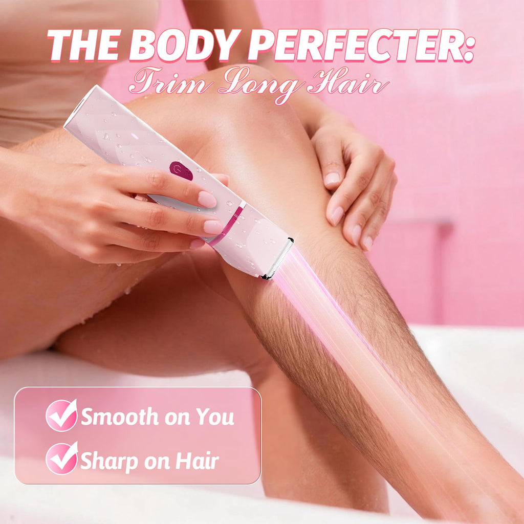Bikini Trimmer for Women, IPX7 Waterproof, Painless Rechargeable Electric Razor Remover, 2-in-1 Facial & Pubic Hair Removal for Sensitive Skin, Portable Travel Size, Women’s Gift