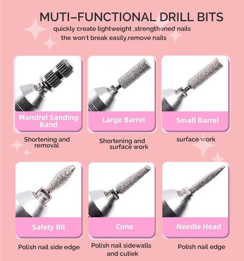 Professional Nail Drill ,OBEEGOO Electric Nail Drill 40000RPM Portable Electric E File Portable Acrylic Nail File Tools for Gel Nail ,Nail Beauty Salon (Pink)