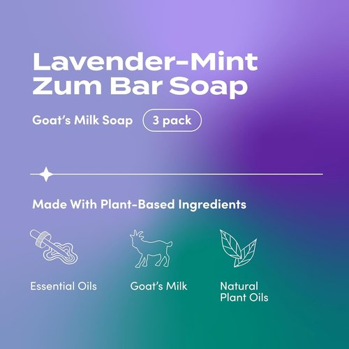 Indigo Wild Goat's Milk Soap Bar - Lavender-Mint Essential Oil Soap for Hands & Body | 3 oz (3 Pack)