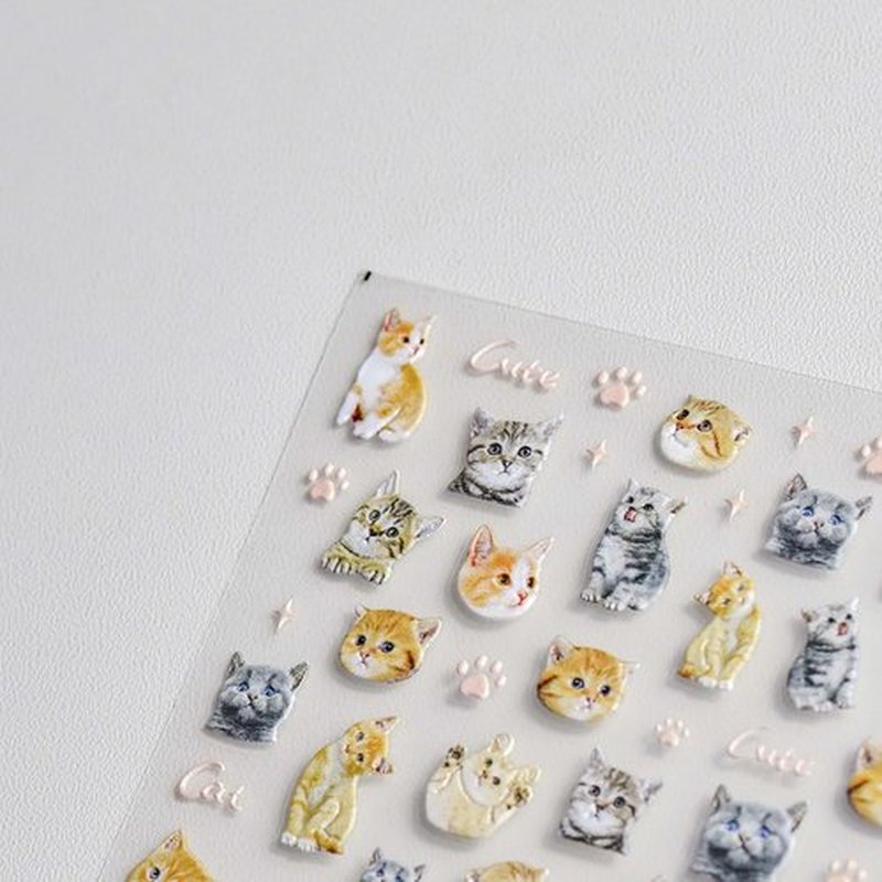 NOVANOOK 3 Sheets Cat Nail Stickers, Cute Nail Stickers, Cat Nail Decals, Cute Nail Art Stickers, Embossed Cat Claw Nail Stickers, Embossed, Cute Nail Supplies, Nail Art Stickers, DIY Nails