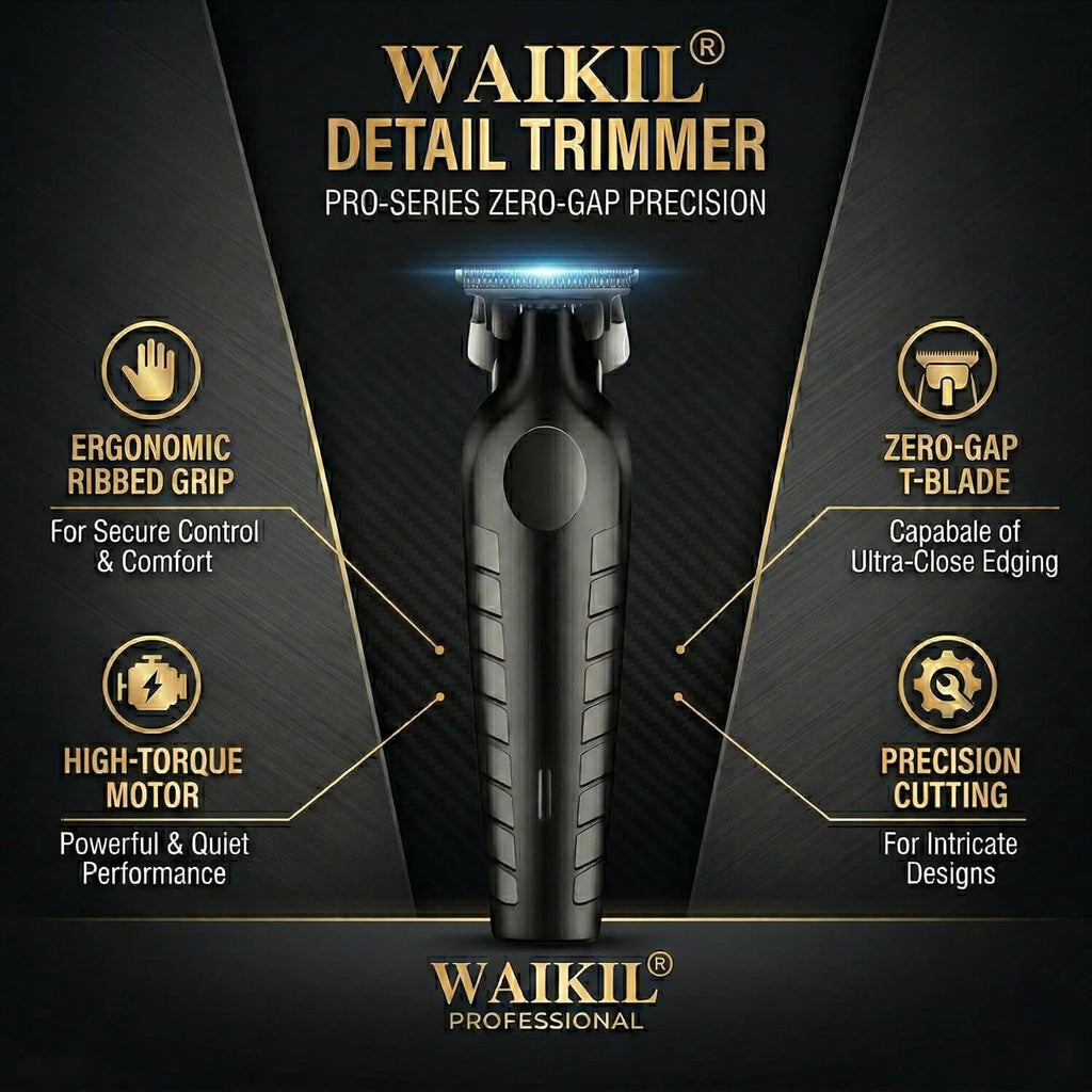 WAIKIL Professional Hair Clippers for Men with T-Blade Trimmer, Cordless Barber Clippers Set, Rechargeable Grooming Kit with Guards, Beard Trimmer, Line Up & Fading Tools