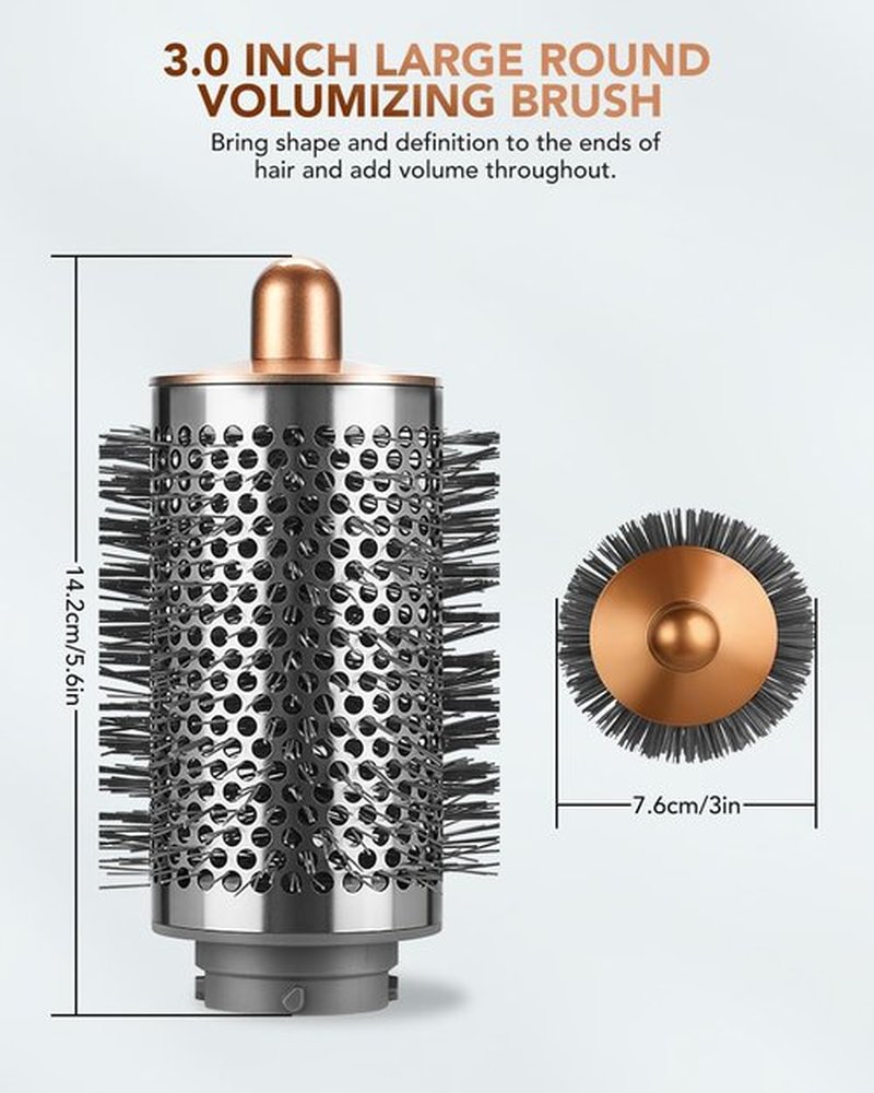 Large Round Volumizing Brush for Dyson Airwrap Styler, Big Round Brush Volumizer Attachment for Dyson Airwrap HS01 HS05 HS08, Smooth Hair,Volumizing and Curly Styling Nickel/Copper