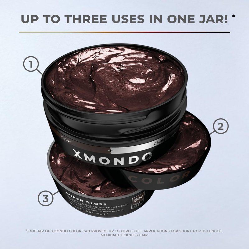 XMONDO Color 5N Dark Brown Color Depositing Mask - Nourishing Glossing Treatment, Vegan, 8 Fl Oz
