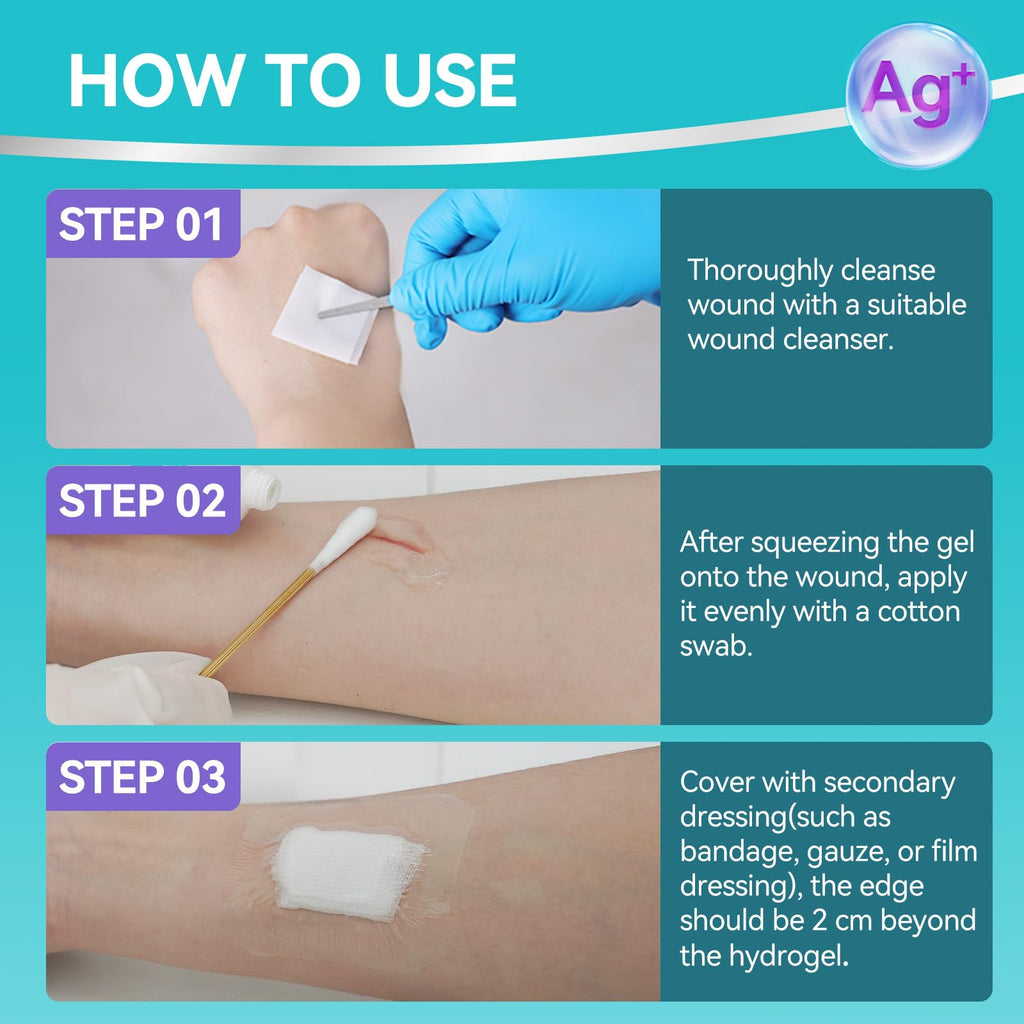 Dimora Silver Hydrogel Gel Wound Dressing-3 Packs 3oz (28gx3), Silver Hydrogel First Aid Ointment for Soothing & Wound Healing, Silver Hydrogel Care for Minor Abrasions, Cuts, Lacerations and Scalds.