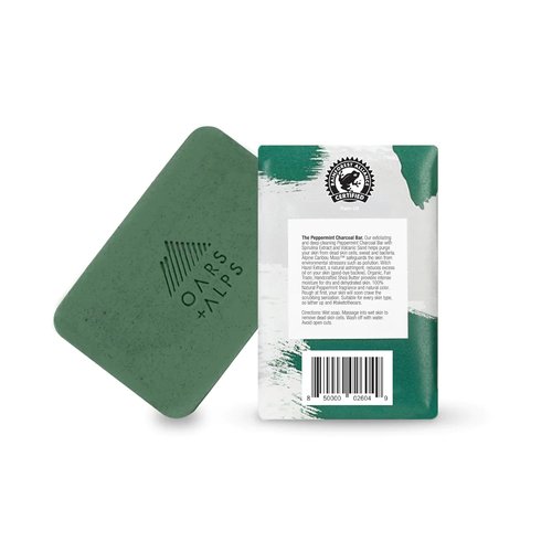 Oars + Alps Exfoliating Bar Soap for Men - Deep Cleaning Peppermint Charcoal | All Skin Types, 1 Pack