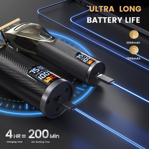 piceve Hair Clipper for Men, Professional Electric Hair Cutting & Trimmers Set with 7500RPM Powerful Motor & LCD Display, Mens Cordless Hair Grooming Kit Barbers Haircut, Gift for Birthday Christmas