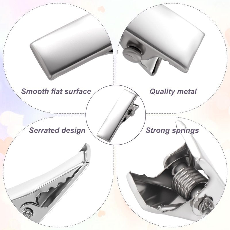 YALOJE 200pcs Metal Alligator Hair Clips, 2 Sizes Small Crocodile Hair Clips, Alligator Barrettes Accessories for Women DIY Crafts, Hair Bows, Arts - Silver, 2.4cm, 2cm
