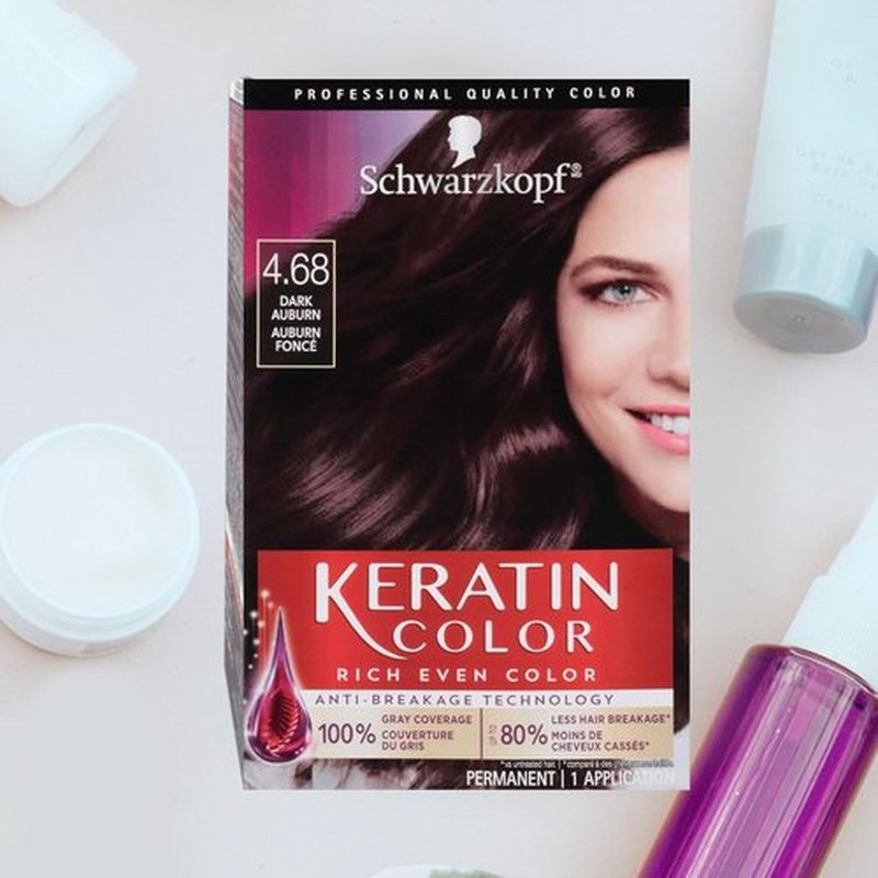 Schwarzkopf Keratin Color Permanent Hair Color Cream - 4.68 Dark Auburn | 1 Kit for Vibrant Color