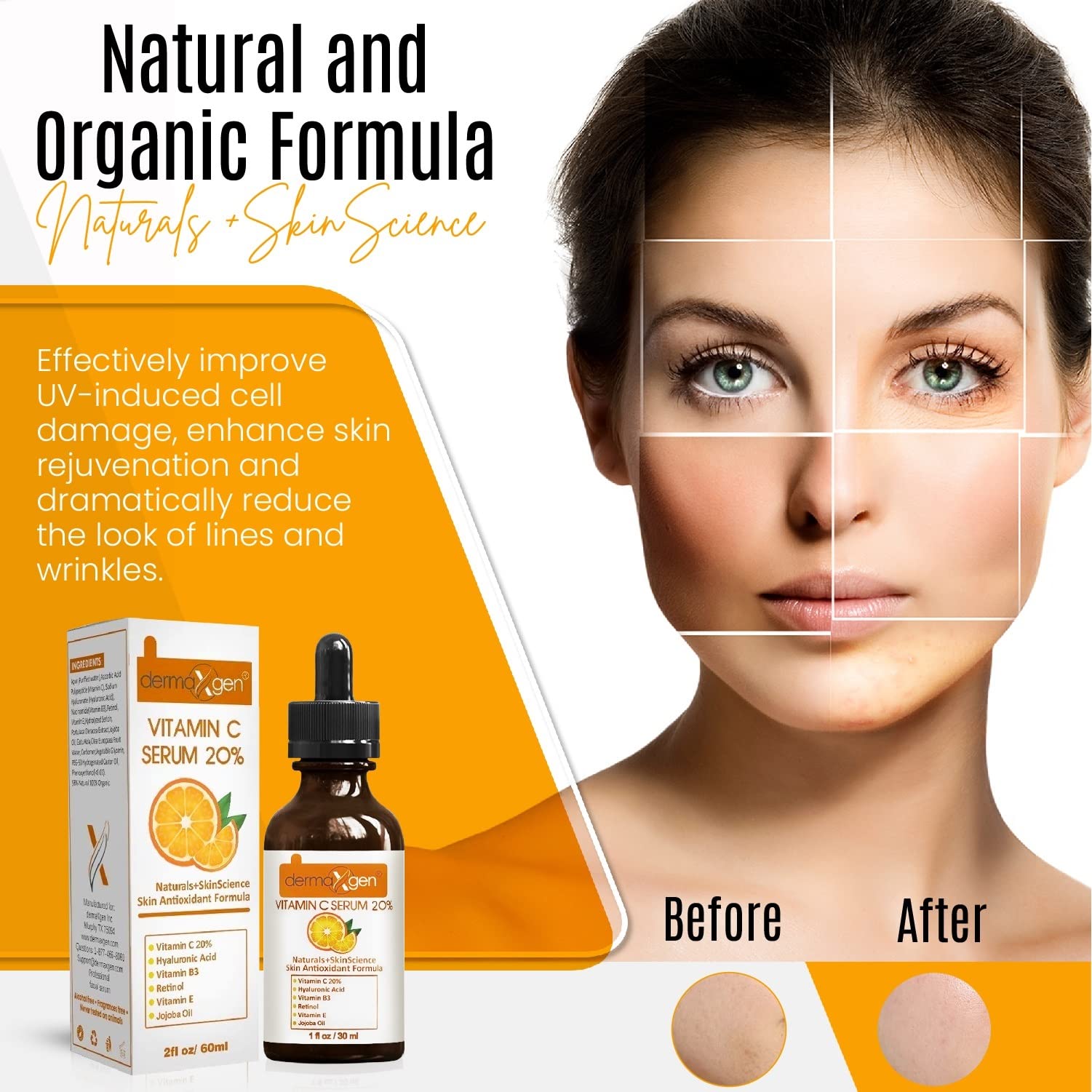 DERMAXGEN Organic 20% Vitamin C Serum for Face (01 Fl oz)
