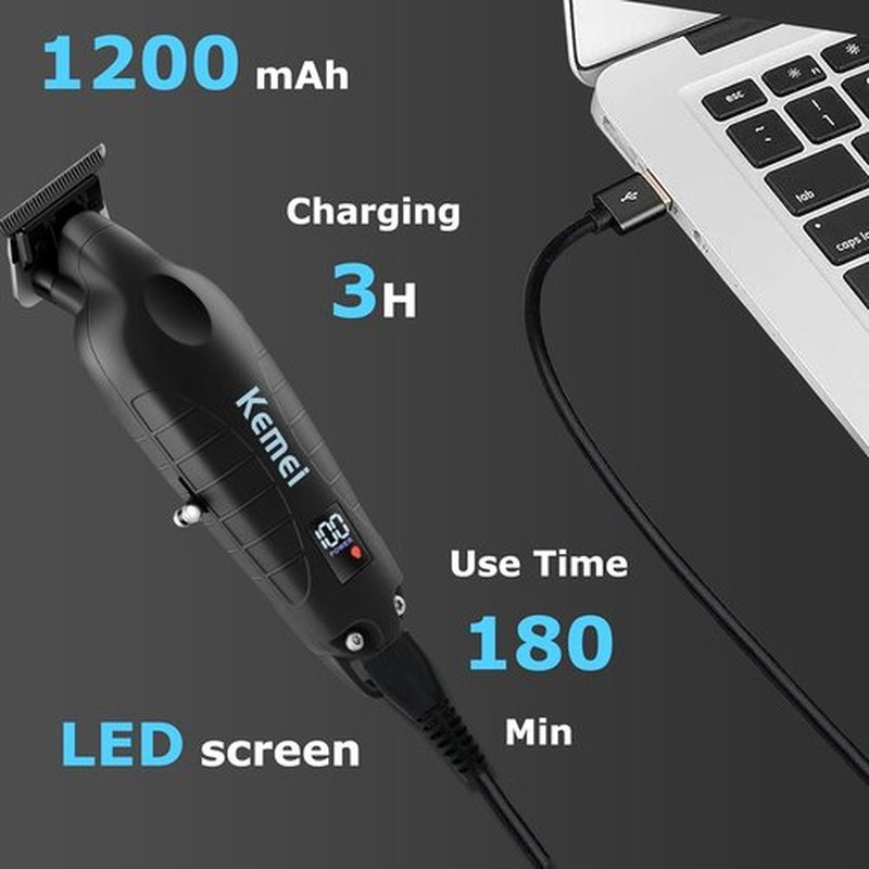 KEMEI 2293 Professional Hair & Beard Trimmer - Cordless T Blade Clippers for Barbers