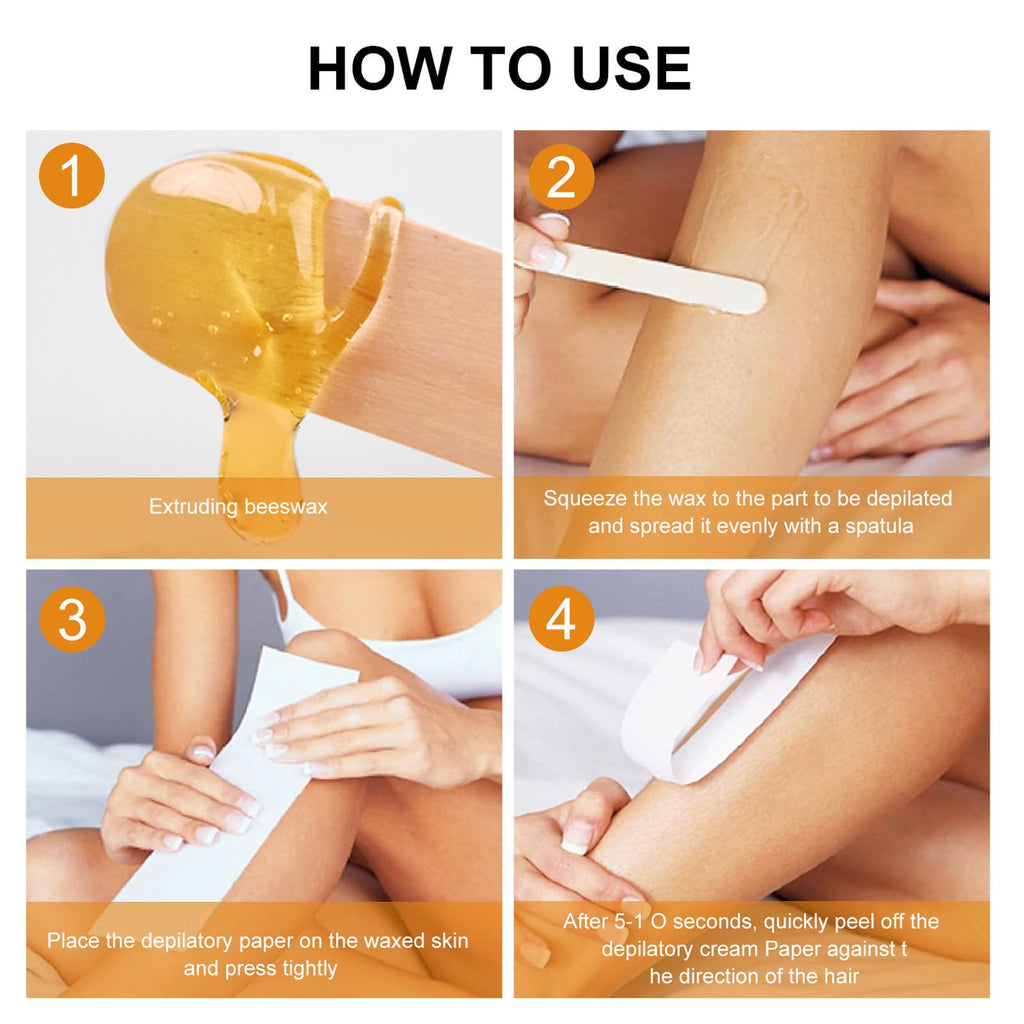 Sugar Wax For Painless Waxing – Gentle On Skin And Less Painful Hair Removal In A Simple System, No Strips, No Heat, Sugar Wax Kit,At-Home Waxing For All Skin & Hair Types