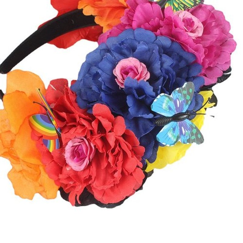 aoozleny Mexican Flower Crowns Headband, Headpiece for Halloween Festival Party (colorful)