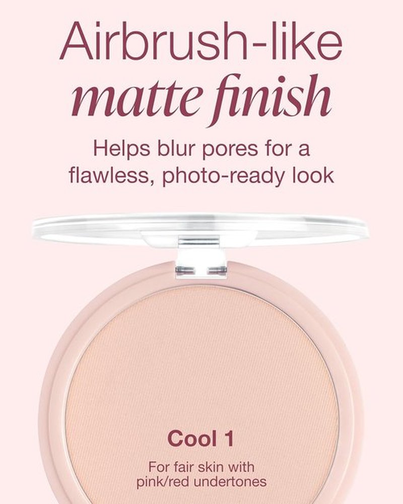 Mineral Fusion Pressed Powder Foundation - Matte Finish for Fair Skin with Pink/Red Undertones | Age-Defying, Talc-Free, Vegan (Cool 1)