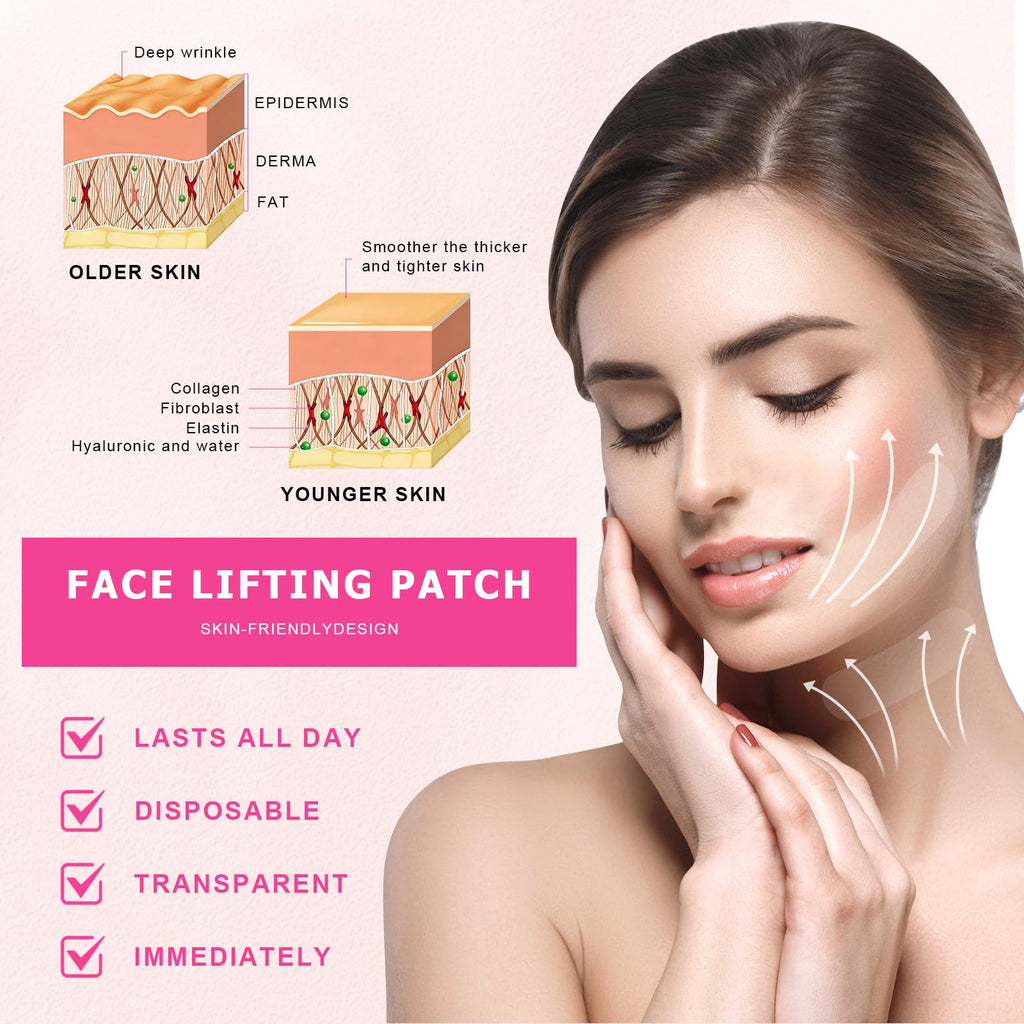 SYNATANA 160PCS Neck Tape Lifting Invisible for Instant Face Lifting, Face Lift Tape Invisible, Wrinkle Tape, Double Chin, Jowls, Eyes & Neck | Waterproof Skin Tape Under Makeup