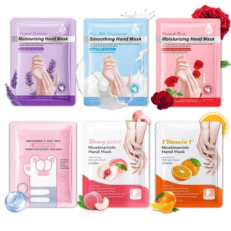 6 Pairs Hand Mask for Dry Cracked Hands,Nourishing Moisturizing Gloves,Hands Moisturizer for Deep Moisturizing,Silky Smooth Moisturizing Gloves,Hand Care Mask Set(A)