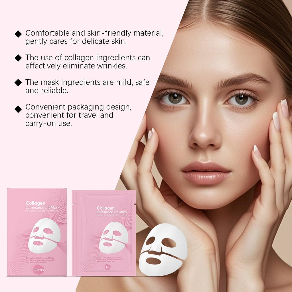 LOYOTICE 4PCS Bio-Collagen Face Mask Overnight,Bio Collagen Glow Up Mask 2.0,Real Deep Hydrating Collagen Mask for Glass Glowing Skin, Wrinkle Reduction & Elasticity,Pore Minimization