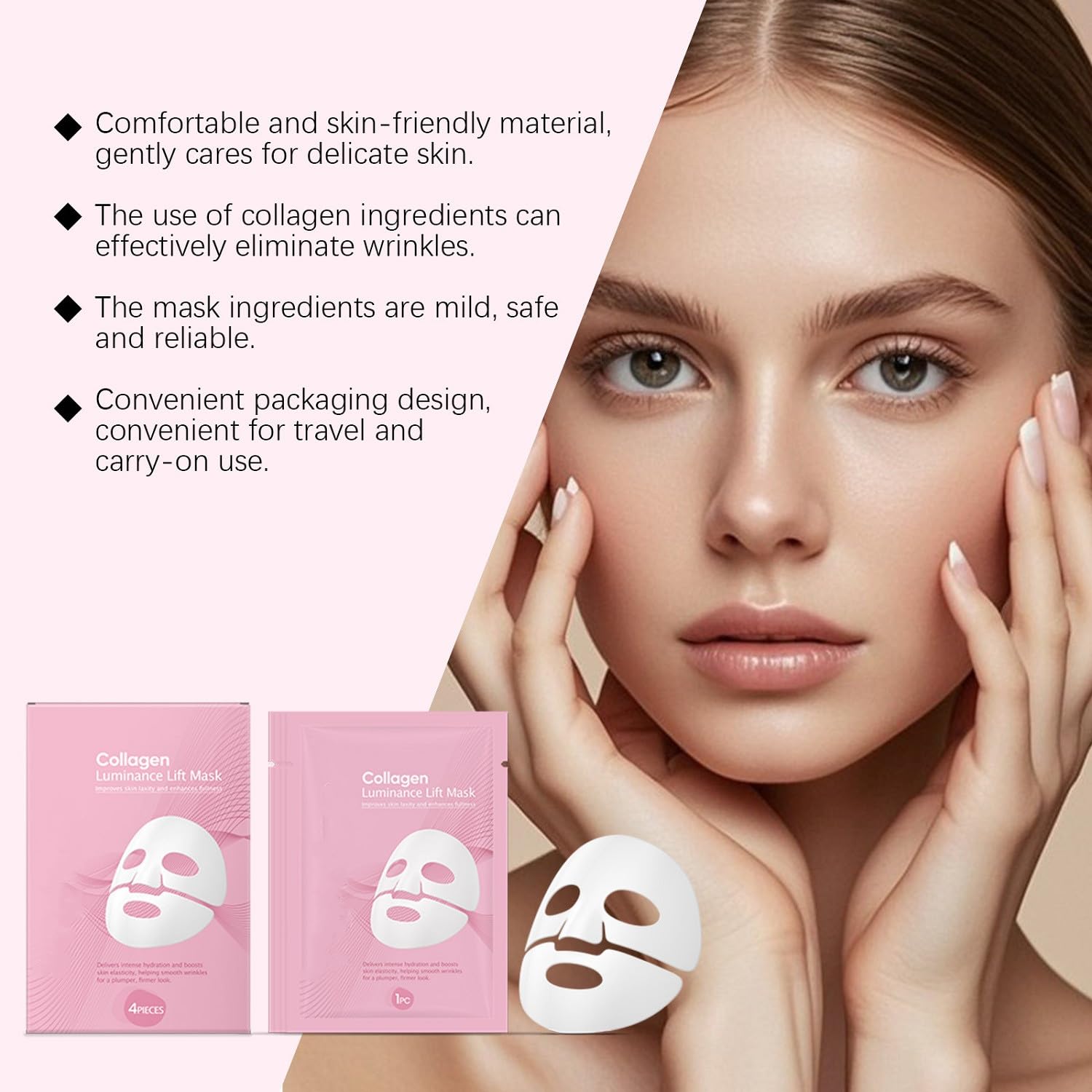 LOYOTICE 4PCS Bio-Collagen Face Mask Overnight,Bio Collagen Glow Up Mask 2.0,Real Deep Hydrating Collagen Mask for Glass Glowing Skin, Wrinkle Reduction & Elasticity,Pore Minimization