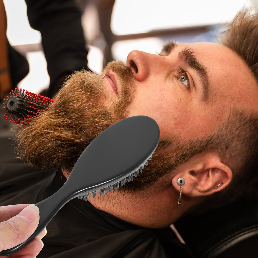 Mikinona Beard Brush 4 Pack Barber Fade Brush for Men Soft Bristle Grooming Beard Shaping Tool Barber Shop Neck Duster for Face Hair Cleaning and Care