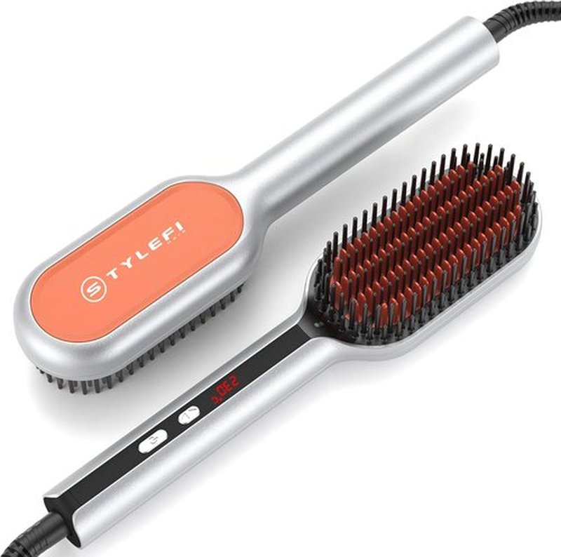 Skiennix Ionic Hair Straightener Brush - Fast Heating 20s Comb for Thick Curly Hair | Anti-Scald, 250°F-450°F