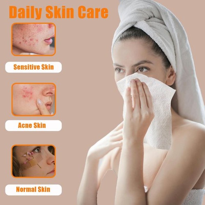 Face Towels Disposable Biodegradable Soft Washcloths for Sensitive Skin, Lint-Free Washcloths for Face Washing, Skin Care, and Makeup Removal, Wet and Dry Towels,25 Sheets