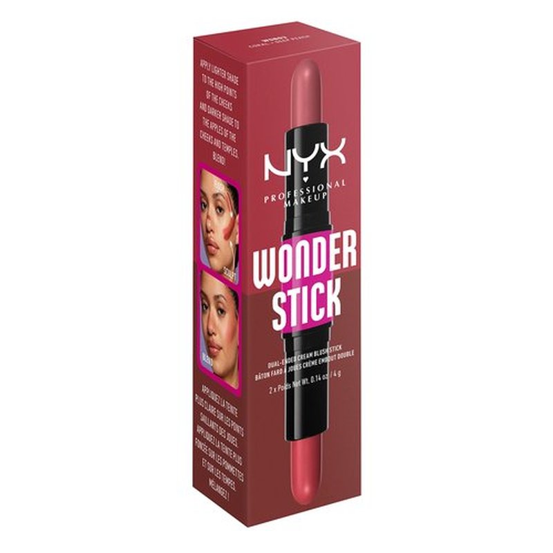 NYX PROFESSIONAL MAKEUP Wonder Stick Blush with Hydrating Hyaluronic Acid, Dual-Ended Cream Blush Stick - Coral & Deep Peach