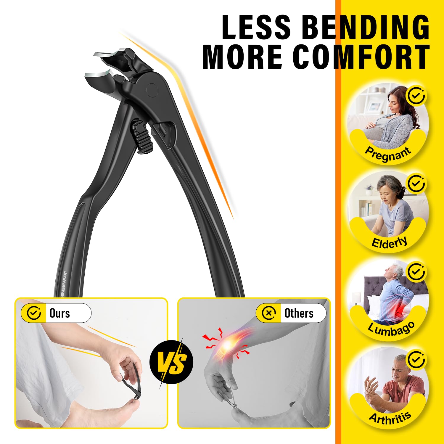 Upgrade Long Handled Toenail Clippers for Thick Toenails for Seniors, Angled Head Large Toe Nail Clippers Set for Men with Lock, Heavy Duty Ingrown Toenail Clippers Slanted Nail Cutter Wide Jaw