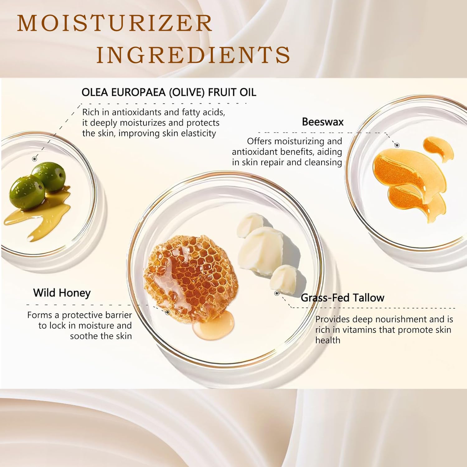 Beef Tallow for Skin - Organic Grass Fed Whipped Moisturizer with Honey Balm, Natural Hydrating Cream for Face & Body, Relief for Dry & Sensitive Skin