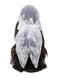 Floerns Women's Flower Embroidery Hair Scarf Headband Sheer Lace Hair Bandana White One-Size
