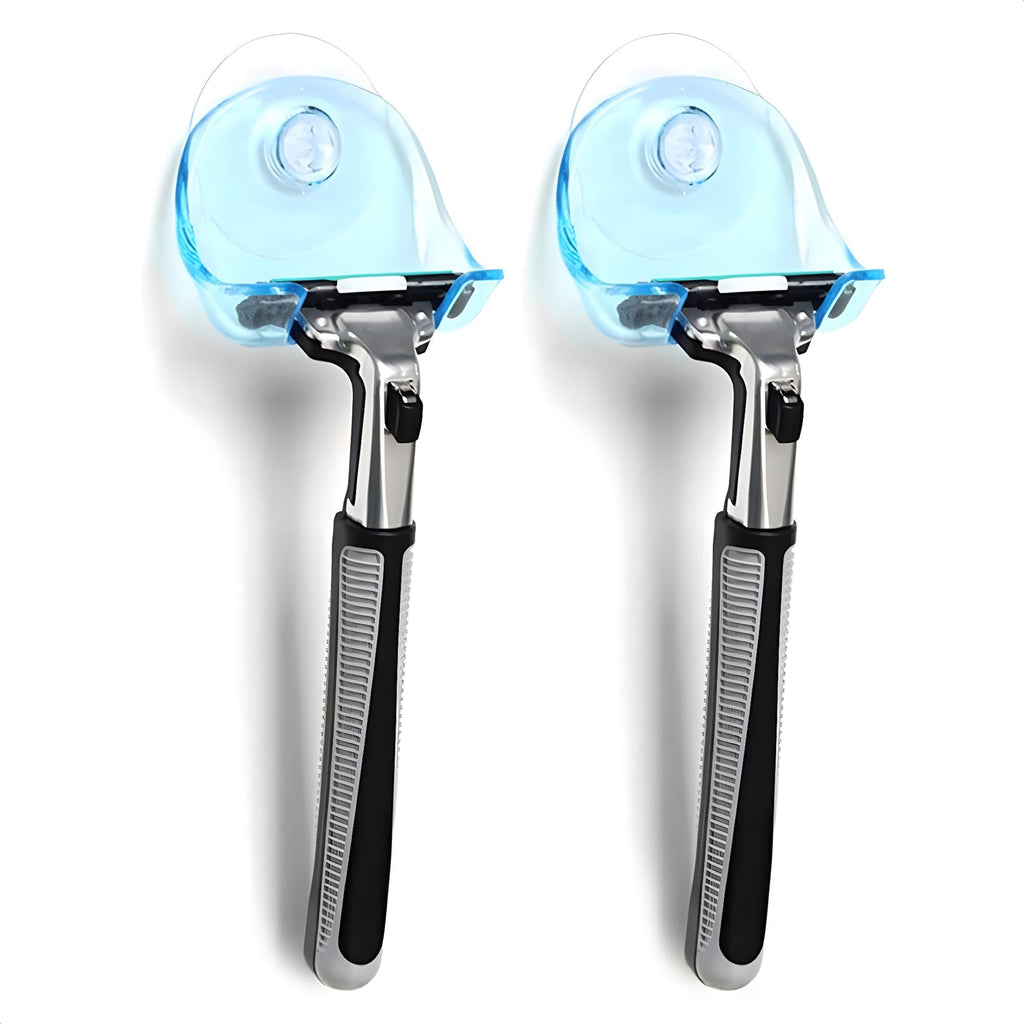 2 Pack Suction Cup Razor Holder for Shower Wall Accessories – No-Drill Shower Razor Holder Suction Caddies – Waterproof & Reusable Bathroom Shaver Storage Cup for Men & Women | Easy to Install