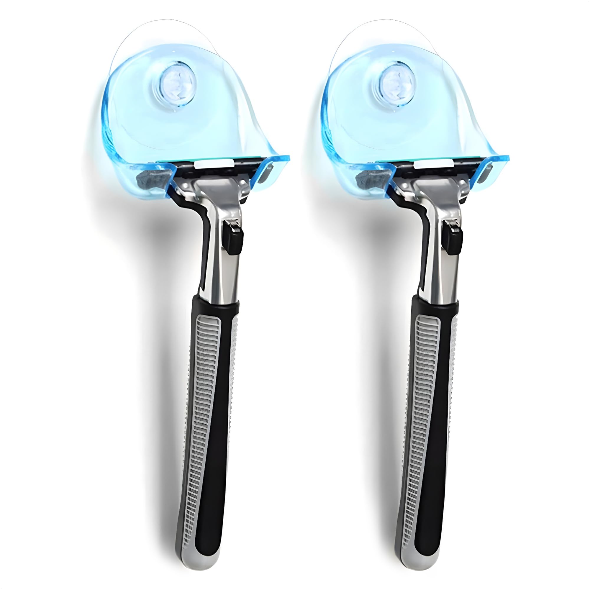 2 Pack Suction Cup Razor Holder for Shower Wall Accessories – No-Drill Shower Razor Holder Suction Caddies – Waterproof & Reusable Bathroom Shaver Storage Cup for Men & Women | Easy to Install