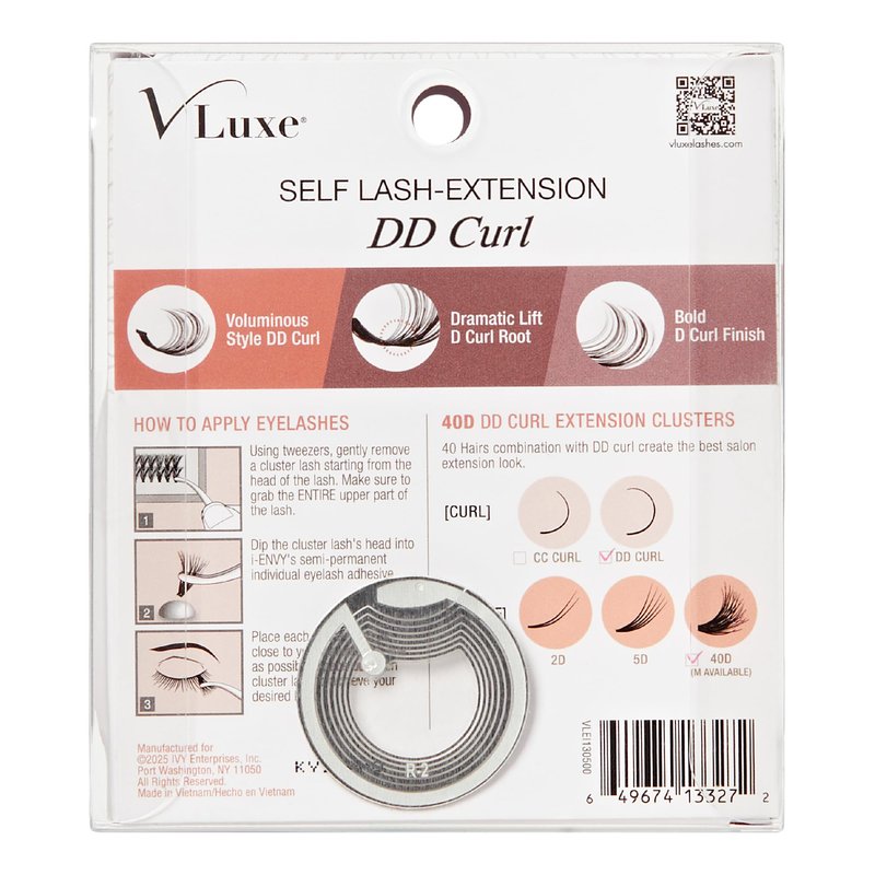 VLuxe DD Curl Lash Cluster Eyelash Extensions, Voluminous Style 40D Volume Individual False Eyelash for Professionals, Enhanced Bold Look for Dramatic Lift, DIY Easy Application & Comfortable Wear