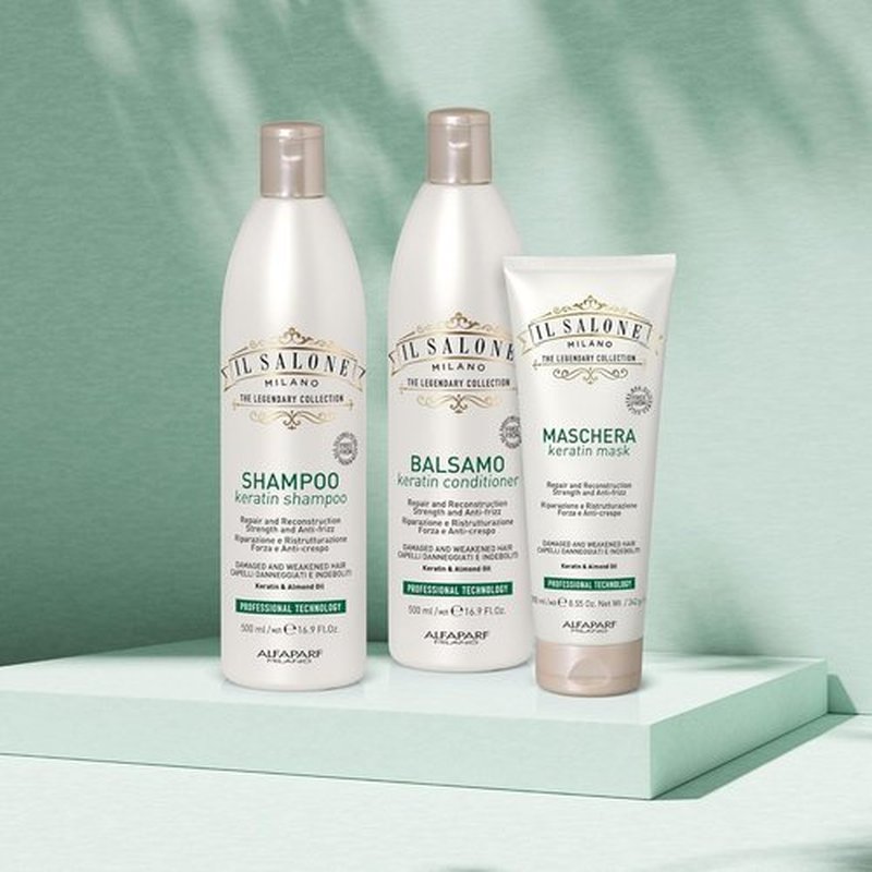 Il Salone Milano Professional Keratin Hair Mask - Damaged Hair Treatment with Almond Oil + Vitamin E to Repair, Nourish and Strengthen Hair Fibers - Premium Quality (8.55 oz / 250 ml)